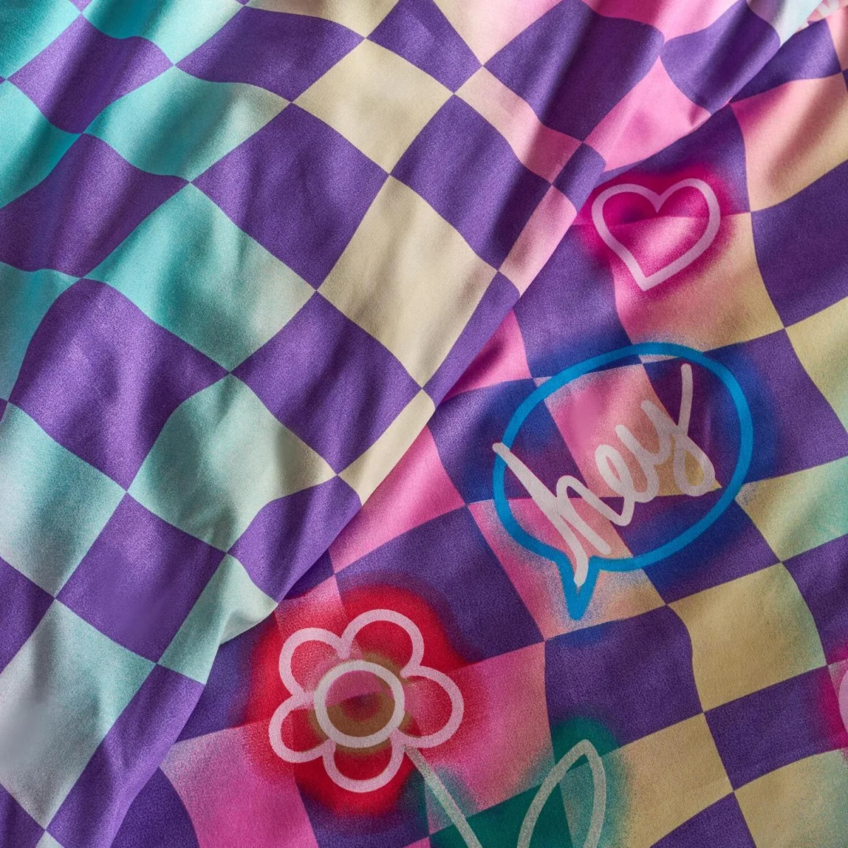 OHS Neon Checkerboard Duvet Cover Set - Multi / 0.6kg – image 4