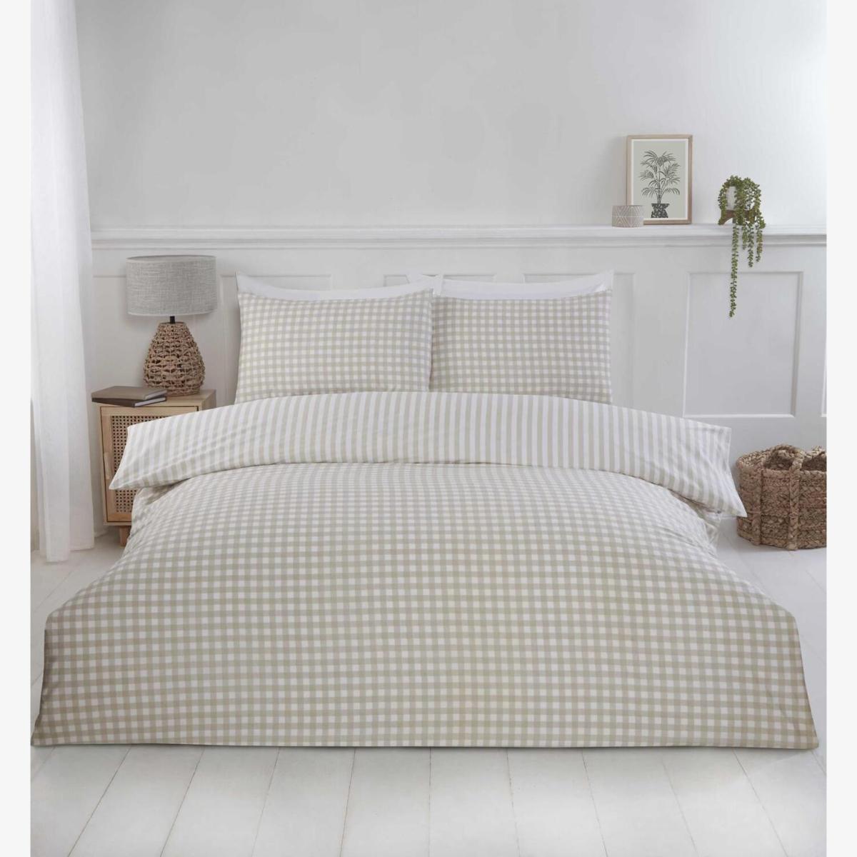 Cottagecore Gingham Duvet Cover Set - Natural / King