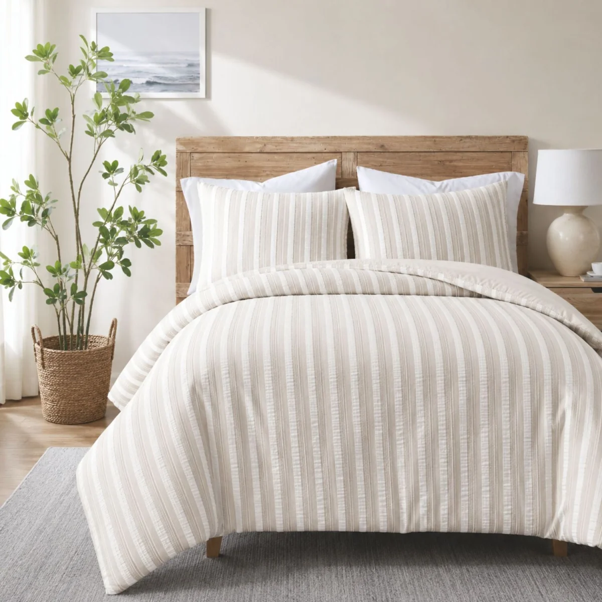 Woven Waffle duvet cover set - Natural / King