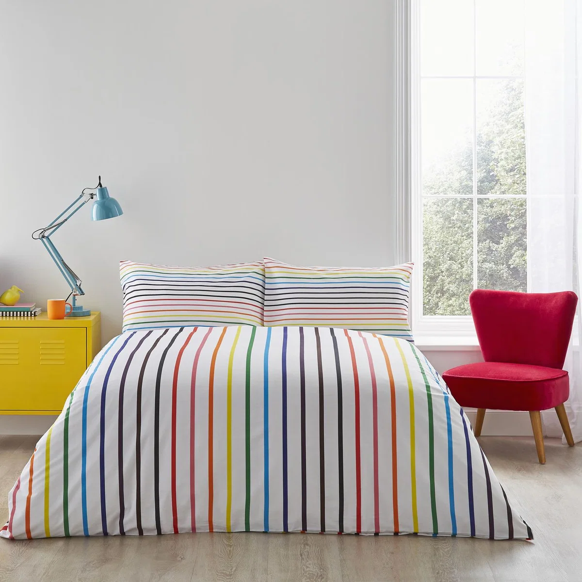 Martex Pride Cotton Fine Stripe Duvet Cover Set - Yellow / Single
