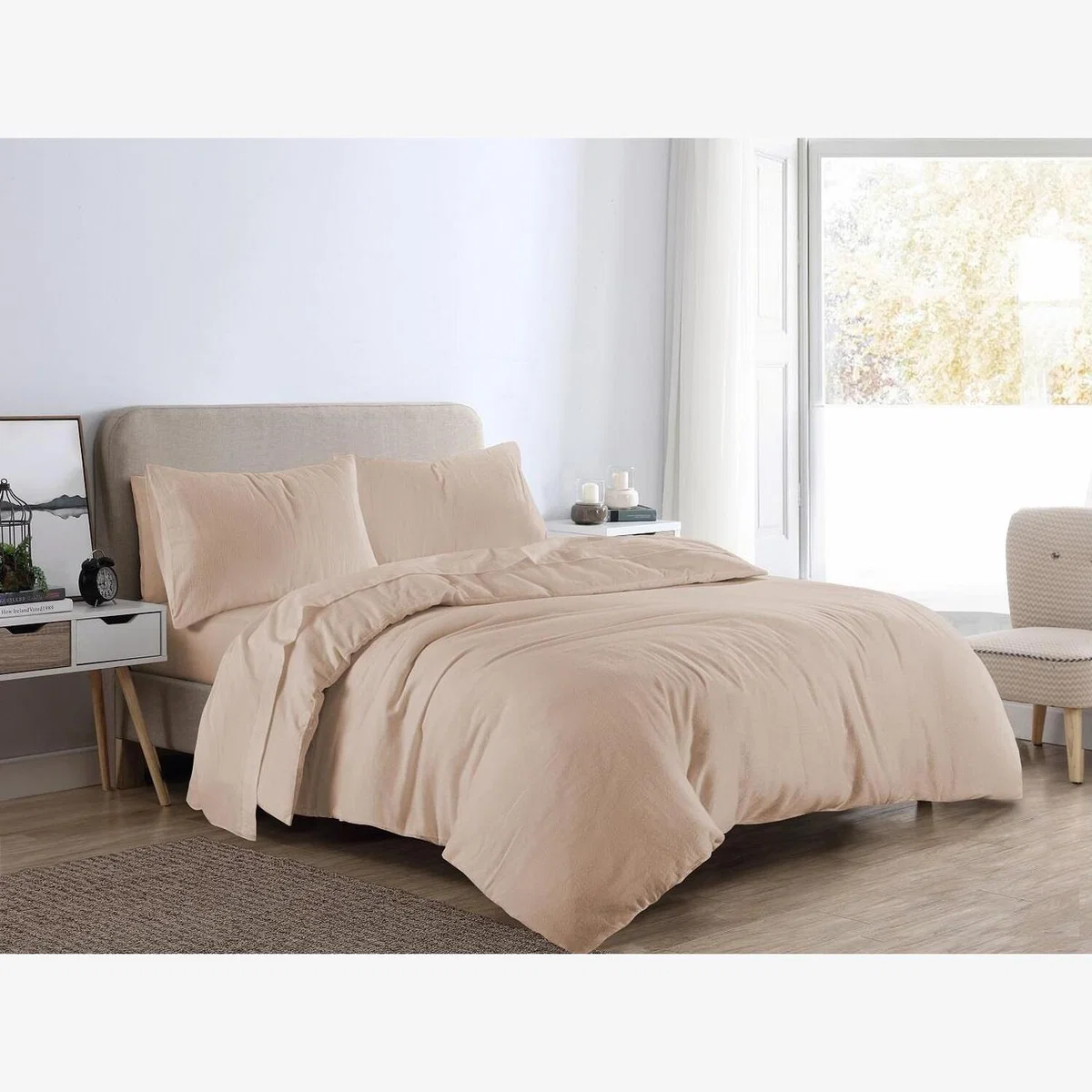 Plain Dye Flannelette Duvet Cover Set - Brown / Double