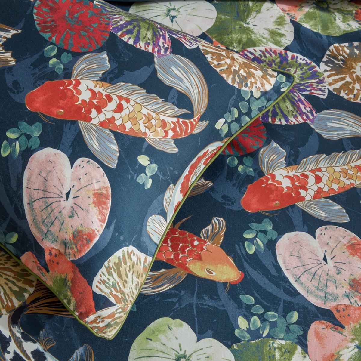 Koi Pond Reversible Duvet Cover Set - Midnight / Double