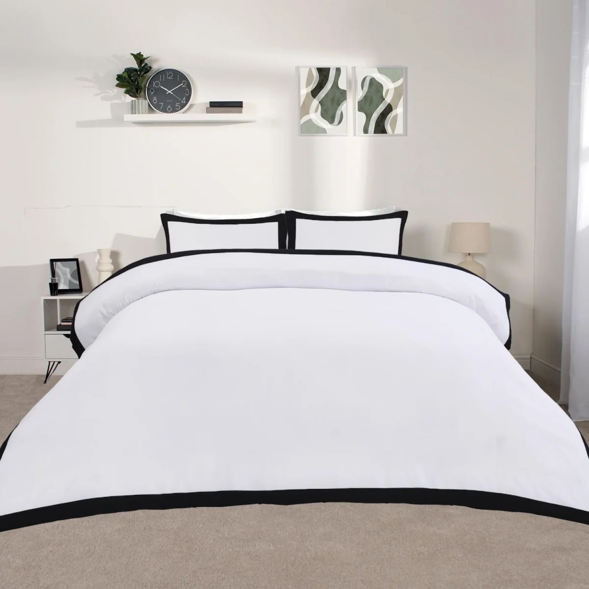 OHS Contrast Border Duvet Cover Set - Monochrome / 0.8kg / Plump¿ – image 2