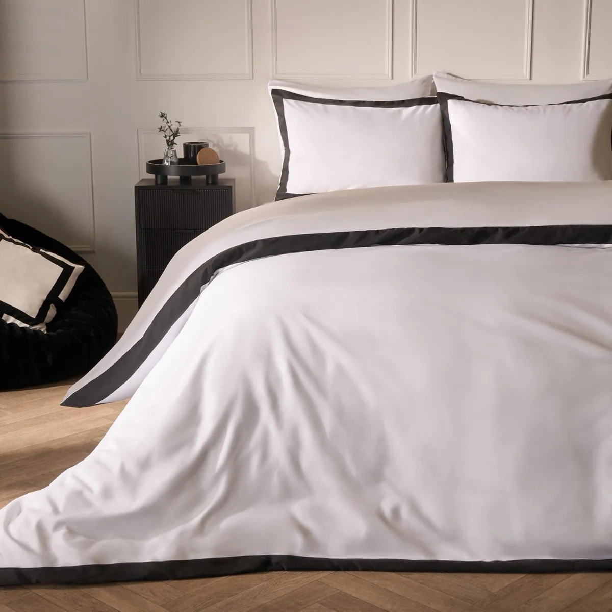 OHS Contrast Border Duvet Cover Set - Monochrome / 0.8kg / Plump¿ – image 1