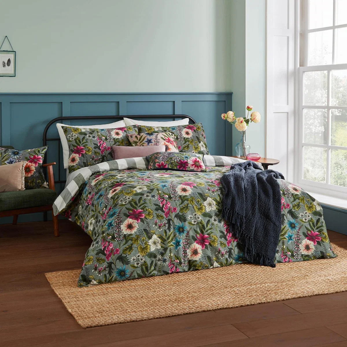 Botanical Duvet Cover Set - Petrol / King