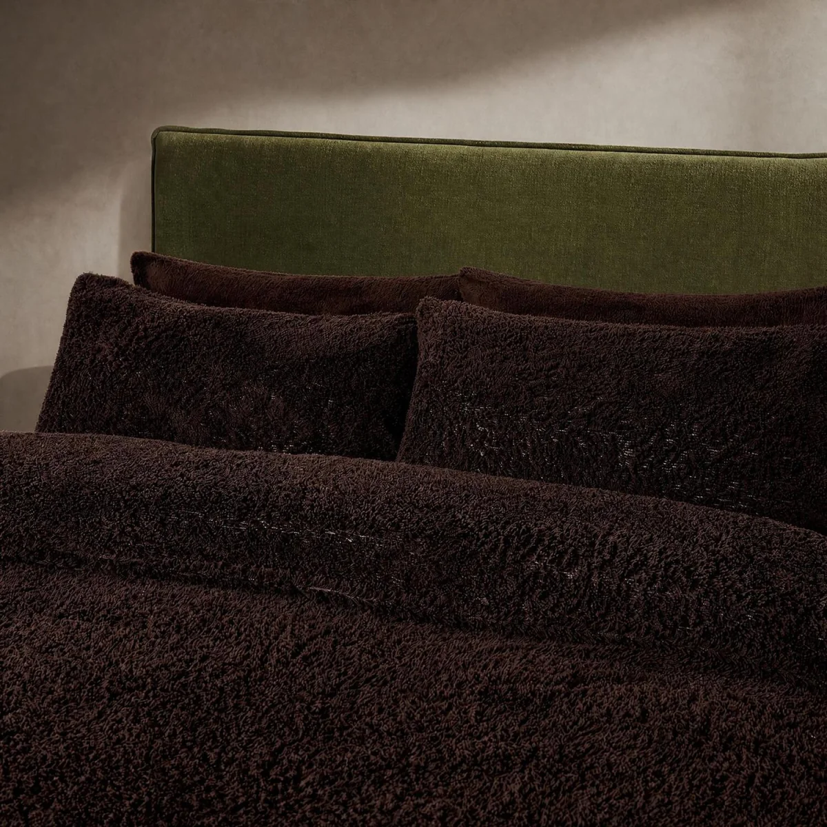 OHS Fluffy Teddy Duvet Cover Set - Coffee / Double – image 2