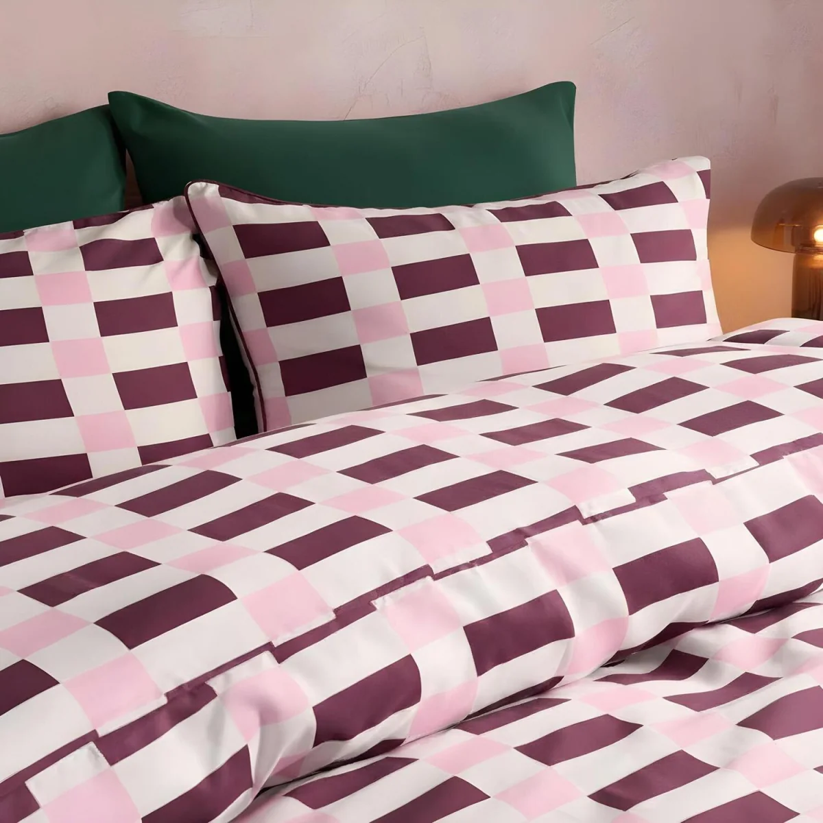 OHS Piped Edge Duvet Cover Set - Burgundy/Pink / 0.82kg – image 3