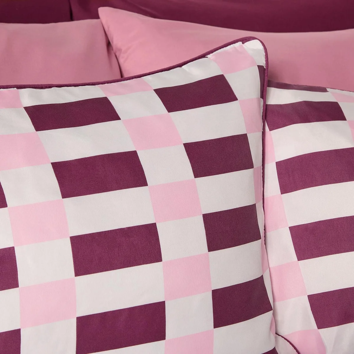 OHS Piped Edge Duvet Cover Set - Burgundy/Pink / 0.82kg – image 8