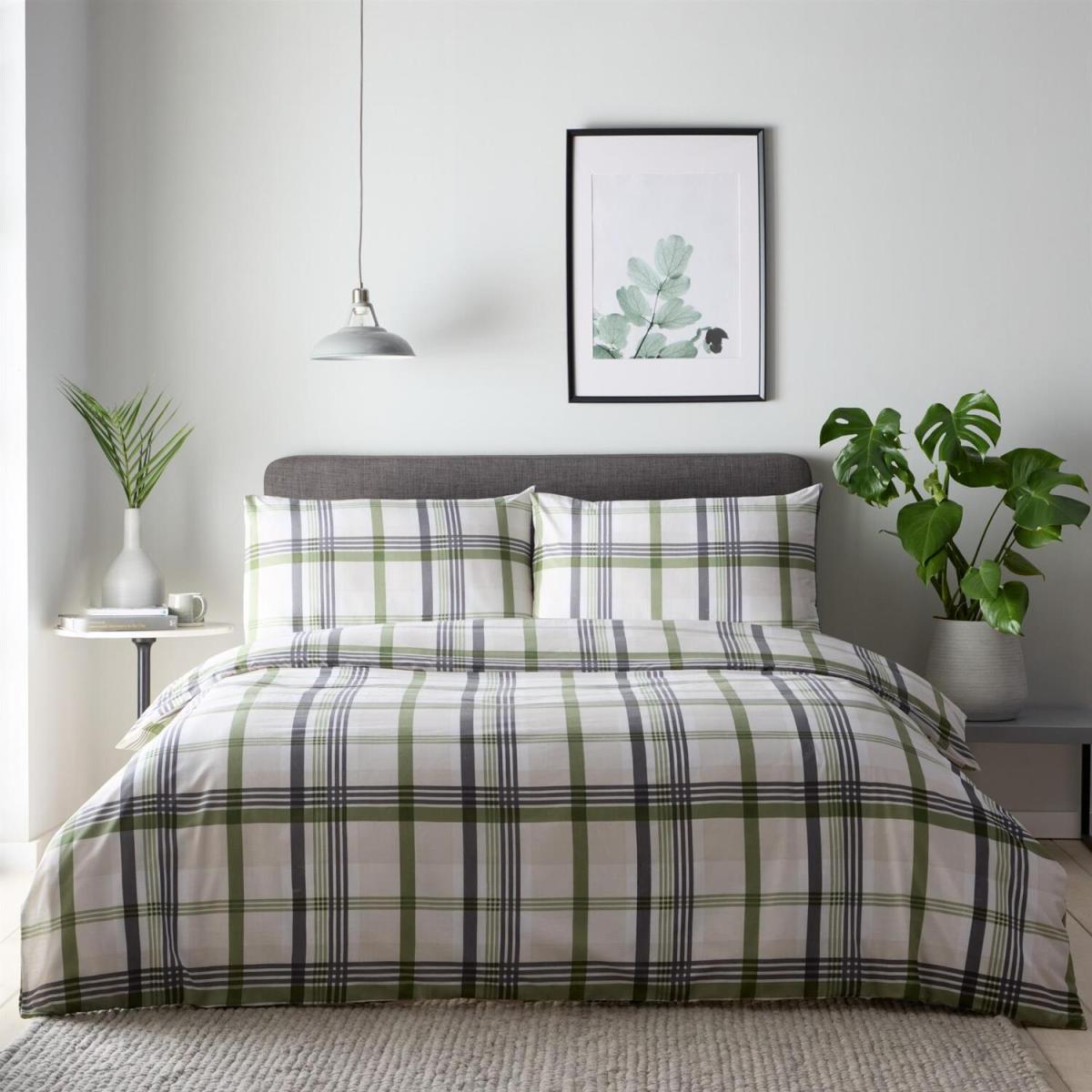 Prague Check Duvet Cover Set - Green / Superking