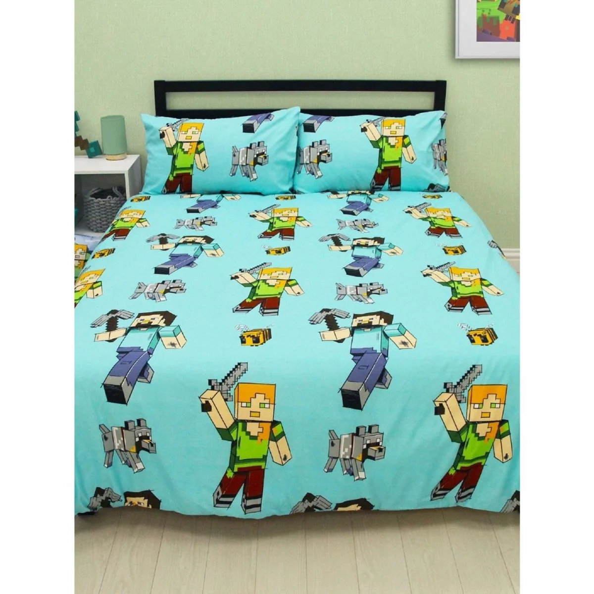 Minecraft Adventure Reversible Duvet Cover Set - Blue/Green – image 3