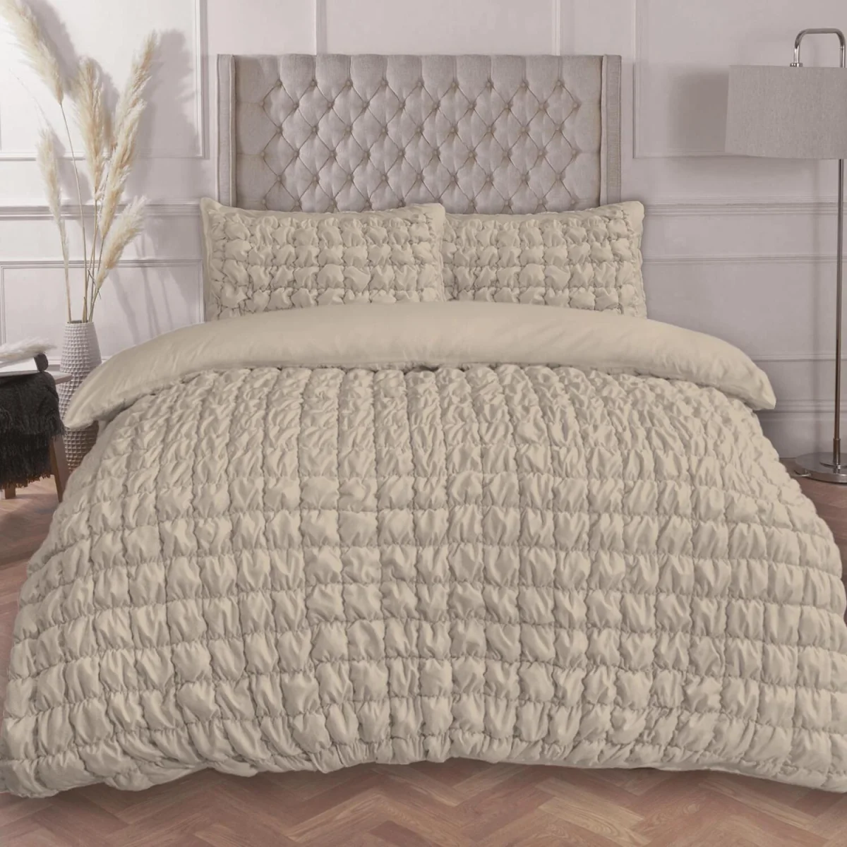 OHS Quilted Seersucker Duvet Cover Set - Natural / 2.26kg / Plump¿ – image 1