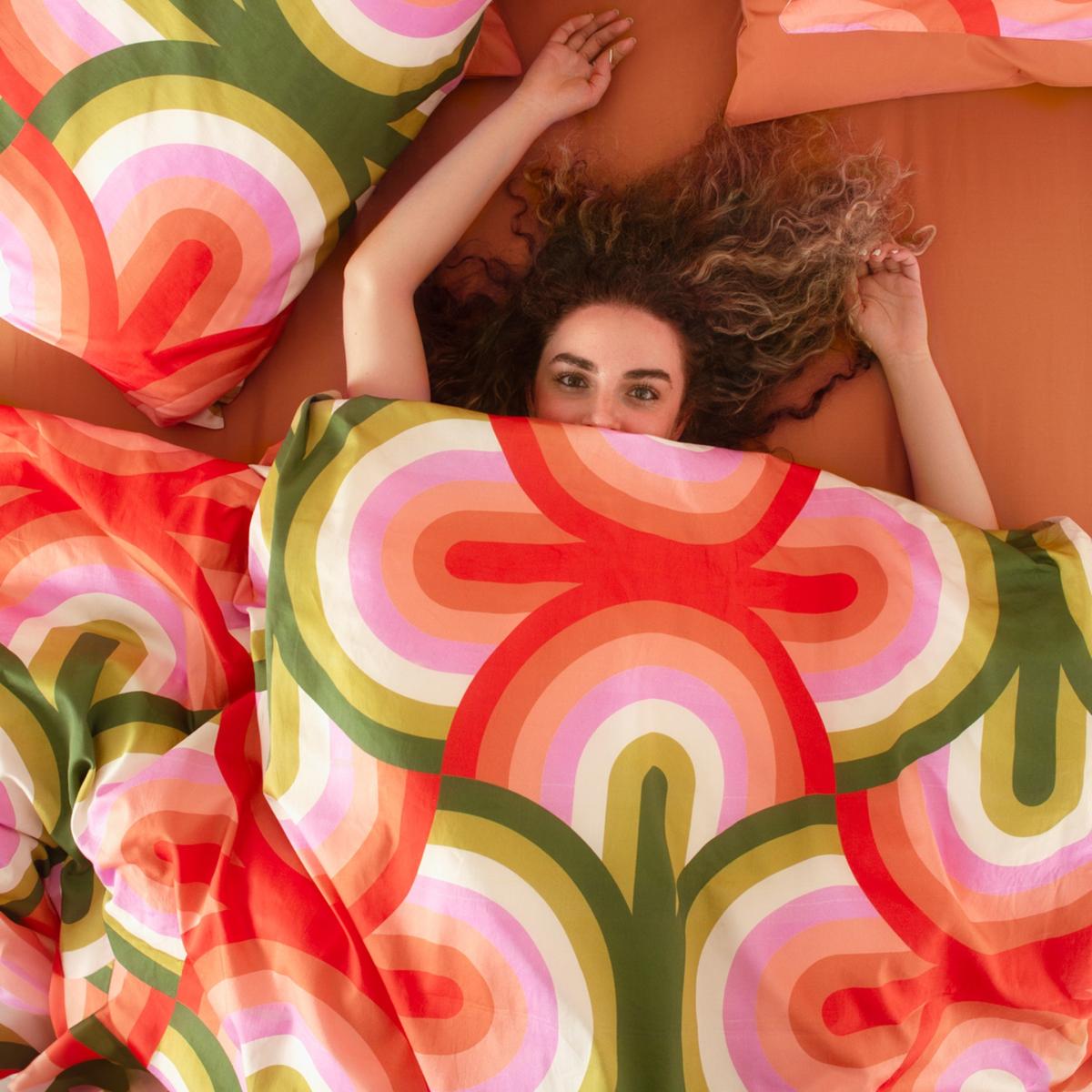 Green / Red / Pink Groove Inn Duvet Cover In Super King Size | Uk Super King | Weirdstock – image 2