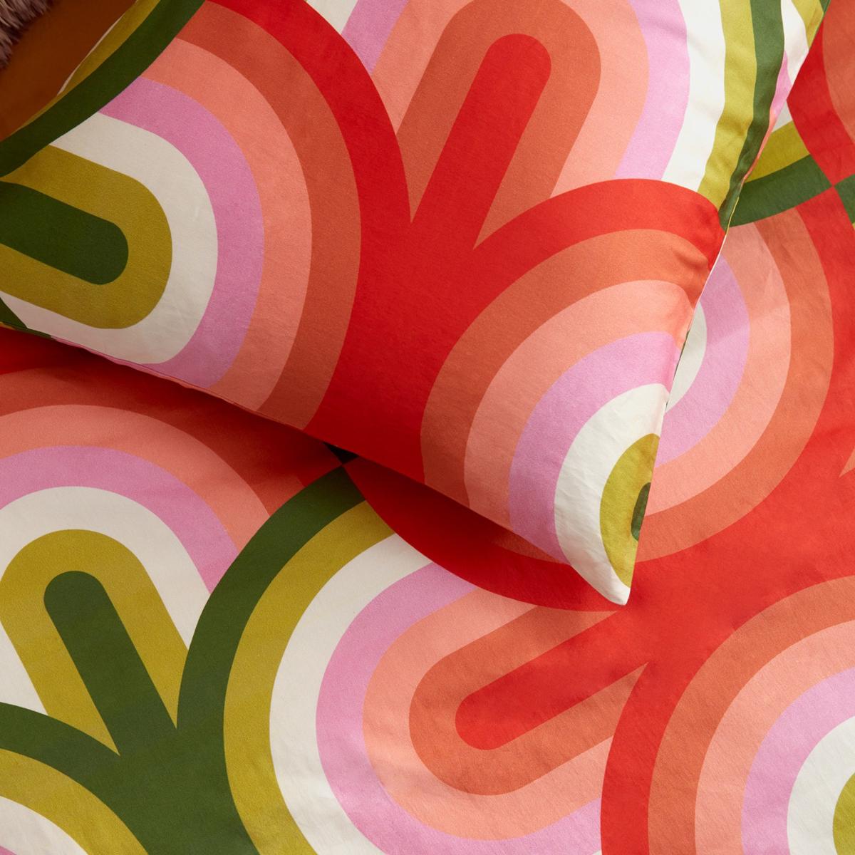 Green / Red / Pink Groove Inn Duvet Cover In Super King Size | Uk Super King | Weirdstock – image 4