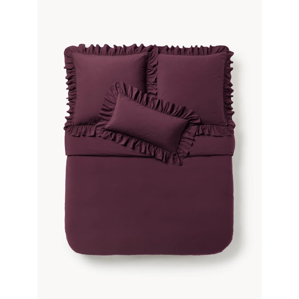 Washed Cotton Percale Duvet Cover Louane with Ruffles – image 3