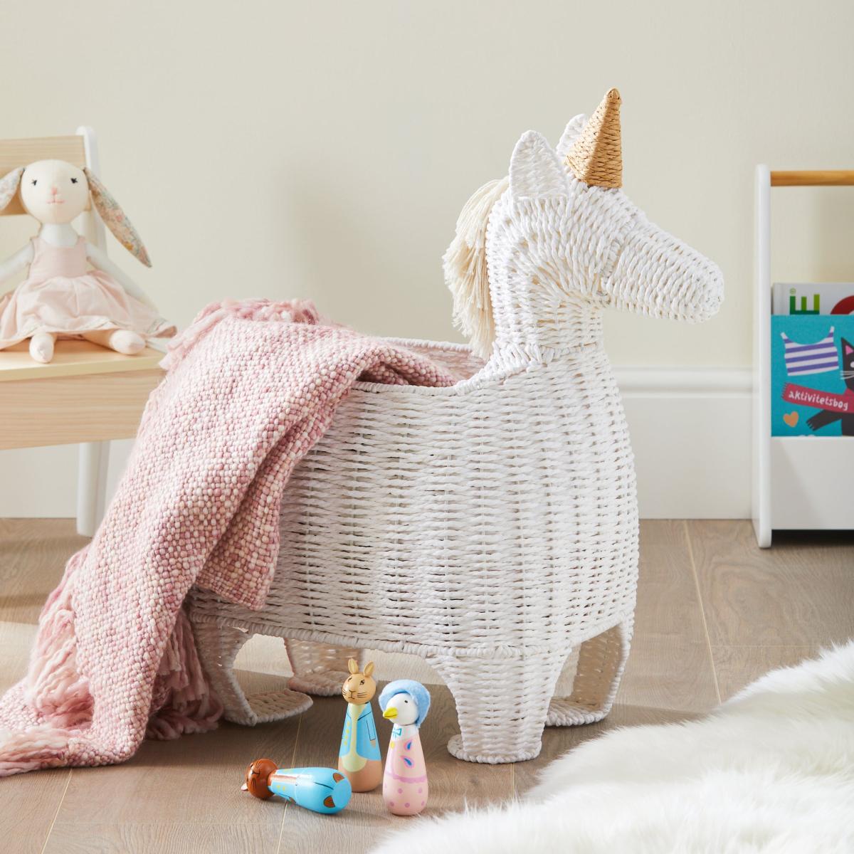 Unicorn Paper Rope Basket White – image 1