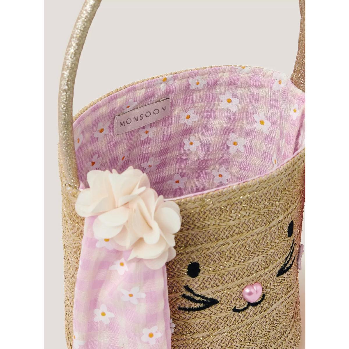 Monsoon Kids' Bunny Basket Bag, Pink/Multi – image 4