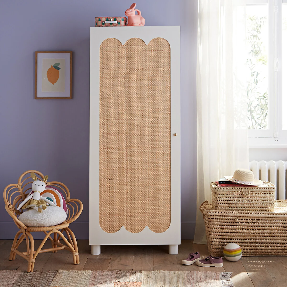 Ptilu Rattan and Wood Single Wardrobe – image 2