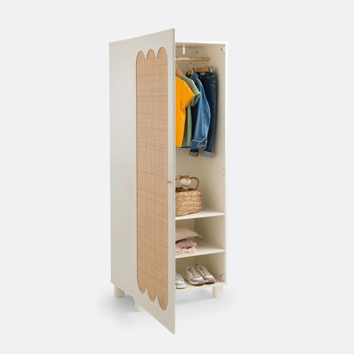 Ptilu Rattan and Wood Single Wardrobe – image 4