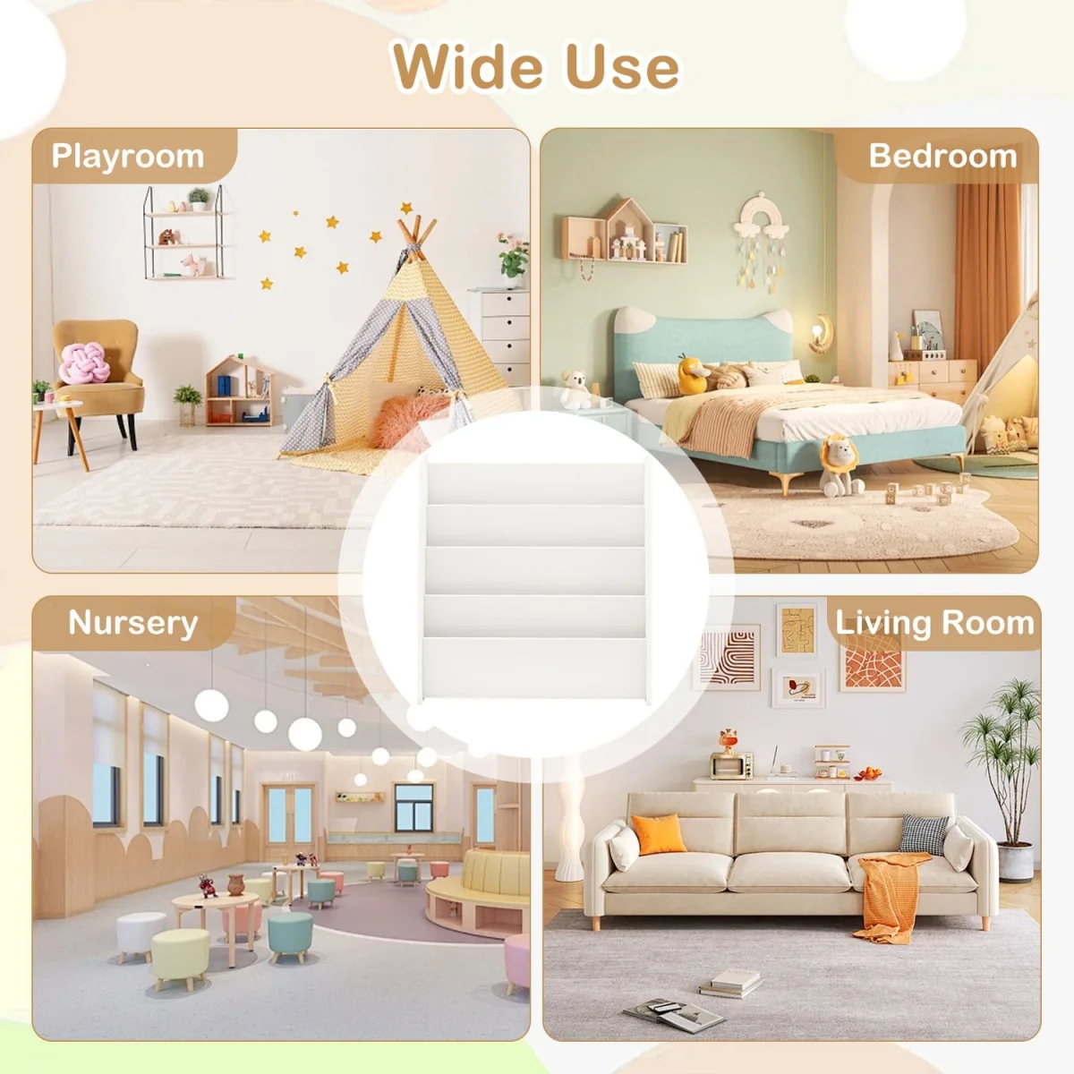 4 Tier Kids Front Facing Display Bookcase - White – image 5
