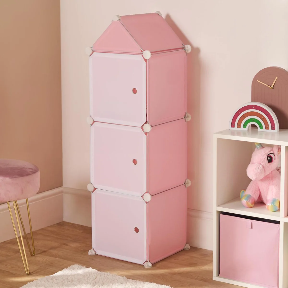 OHS Kids 3 Cube Castle Storage Tower - Pink – image 1
