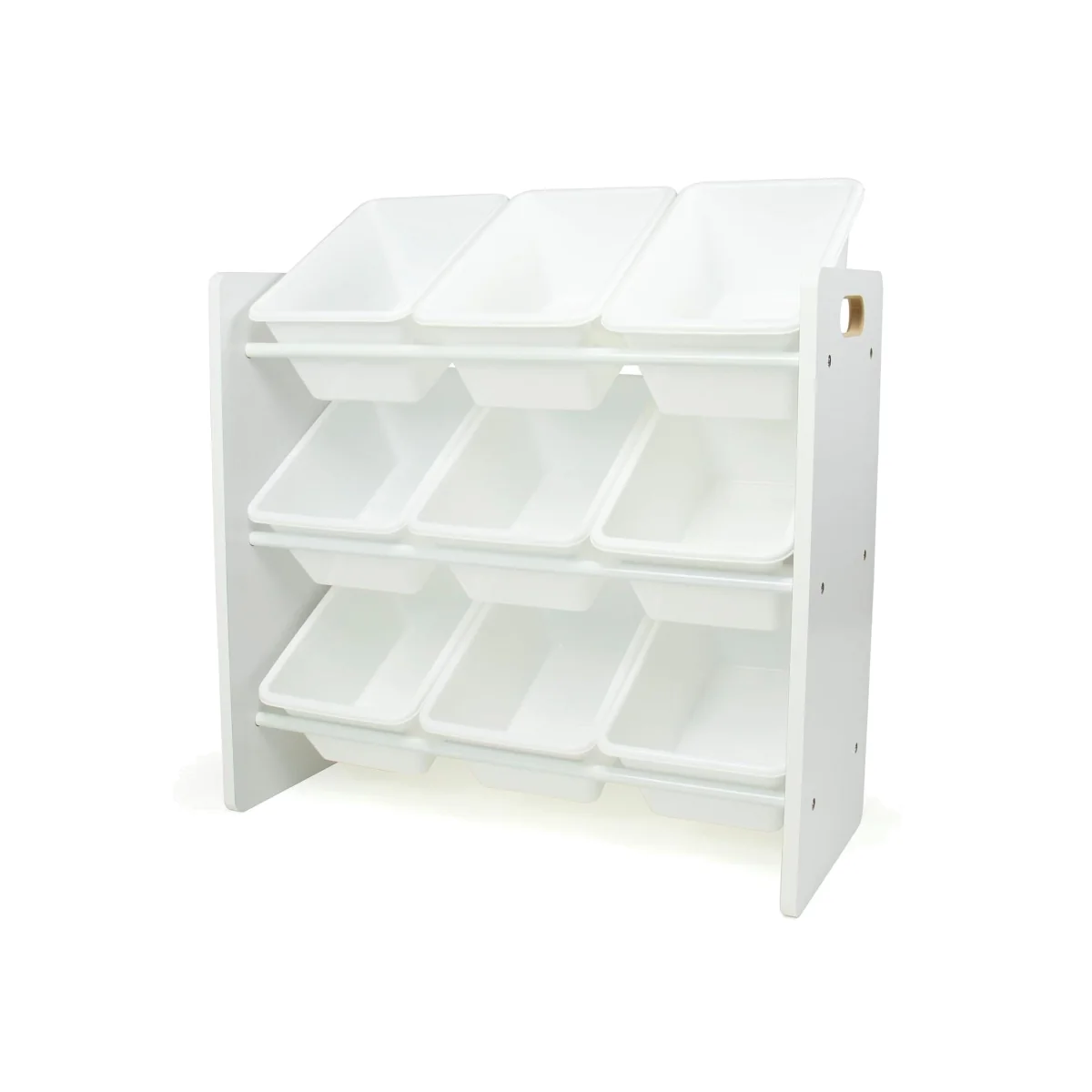 Kids Wooden Toy Storage Organiser with 9 BPA Free Removable Storage Bins White Playroom Unit - White – image 1