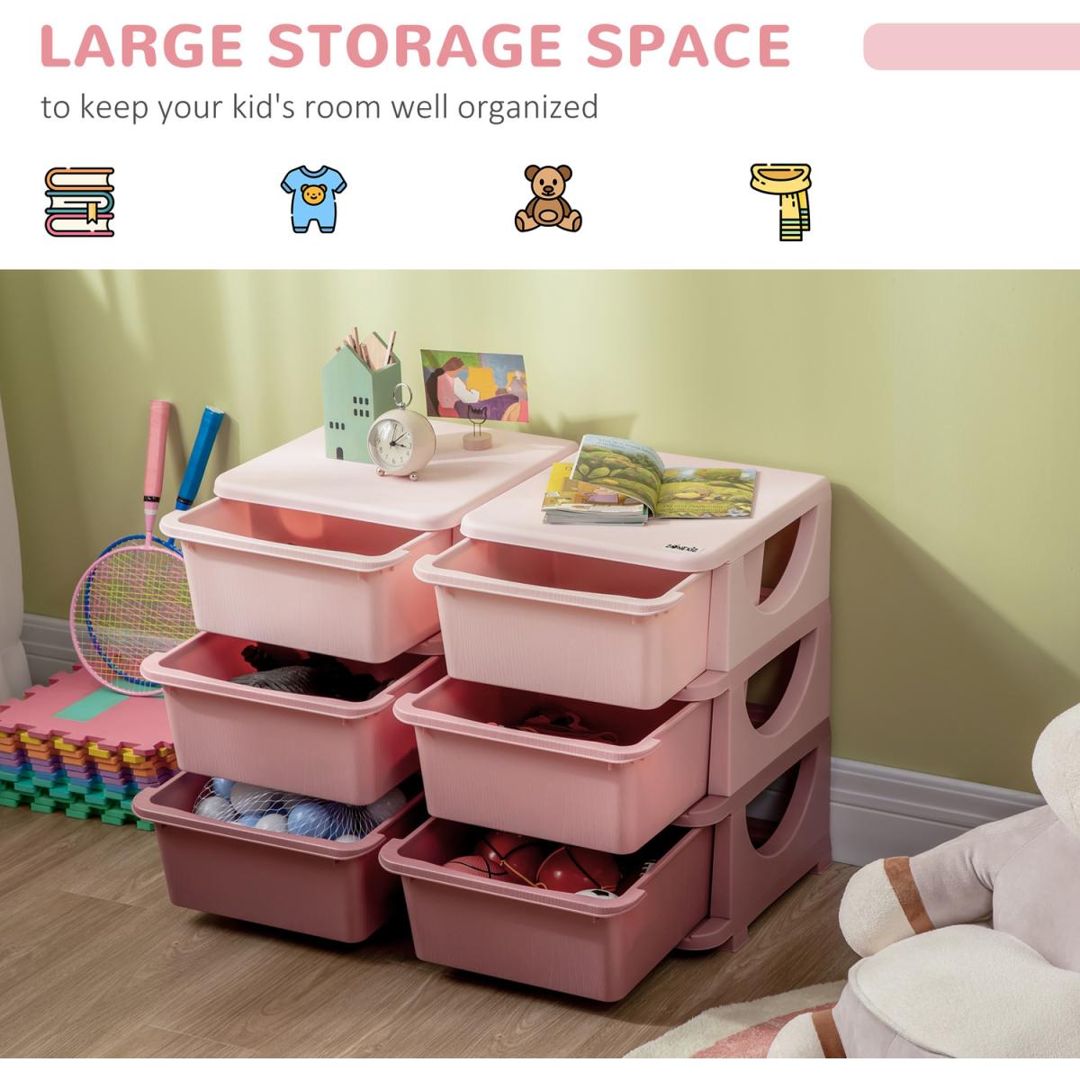 Kids Storage Units with 3 Tier Chest for Nursery - Pink / 9.65kg – image 3