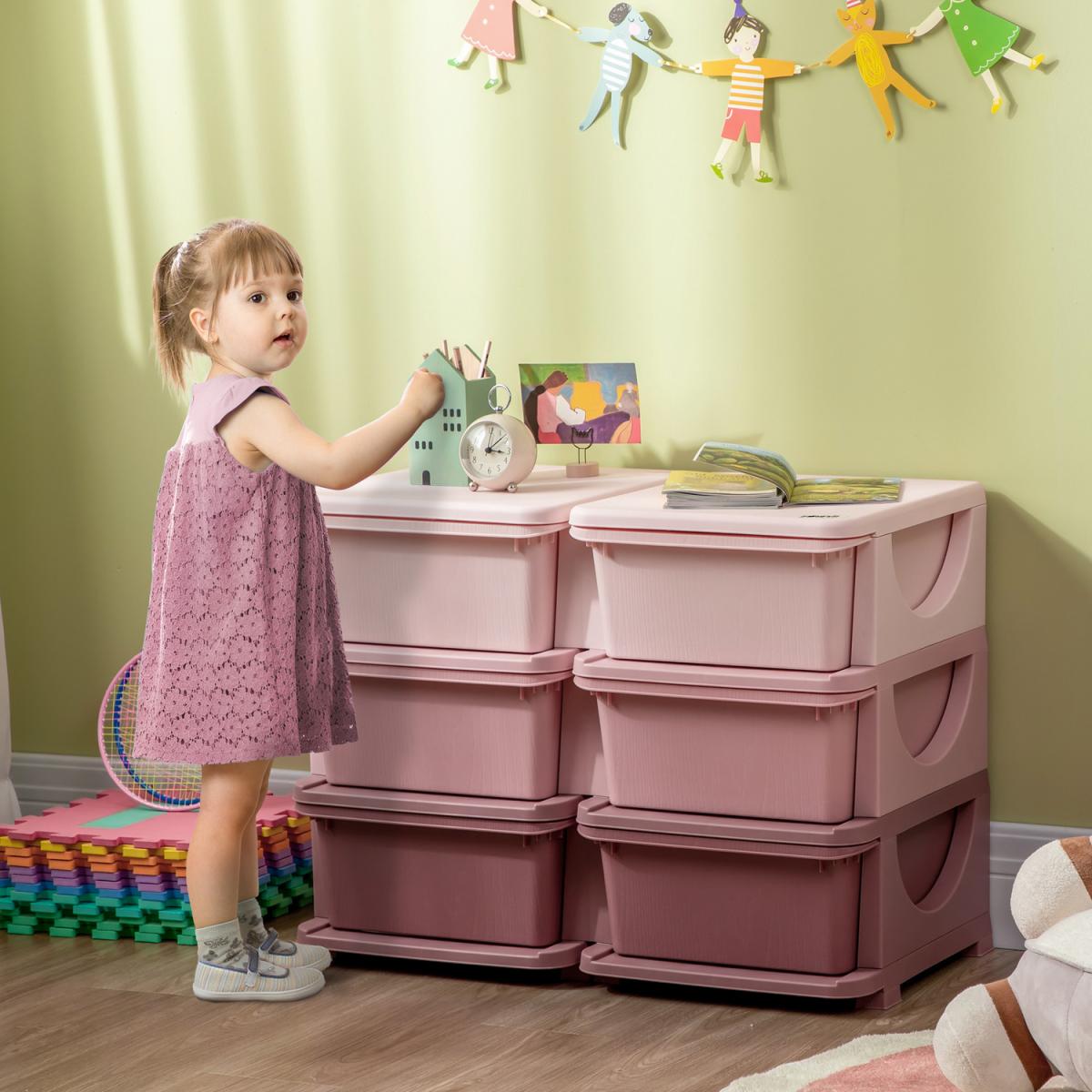 Kids Storage Units with 3 Tier Chest for Nursery - Pink / 9.65kg – image 1
