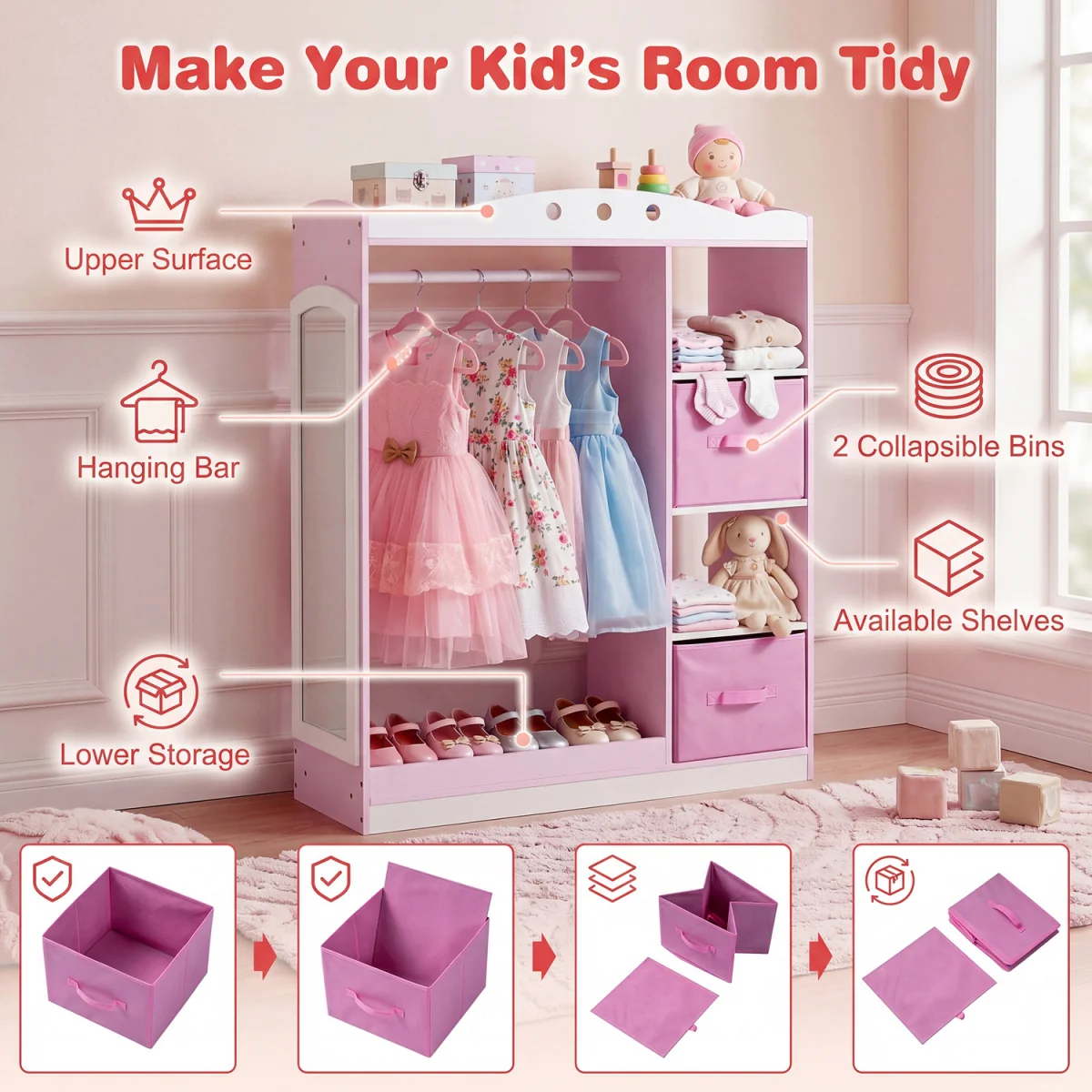 Kids Dress Up Storage - Pink – image 5
