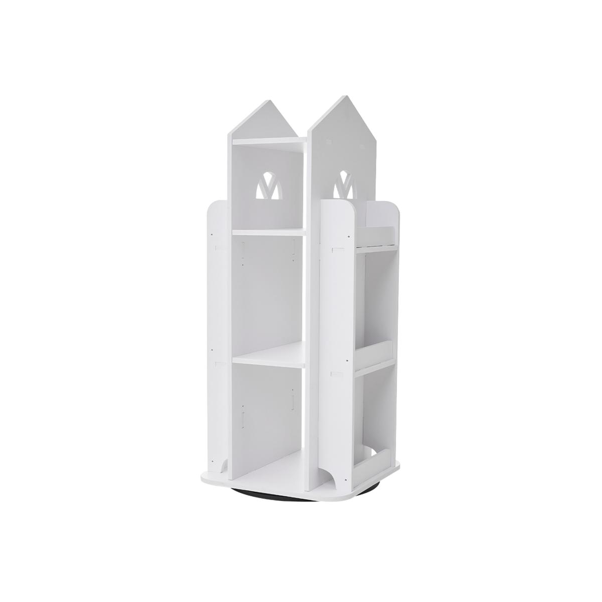 Four Tier Rotating Castle Bookshelf for Kids - White