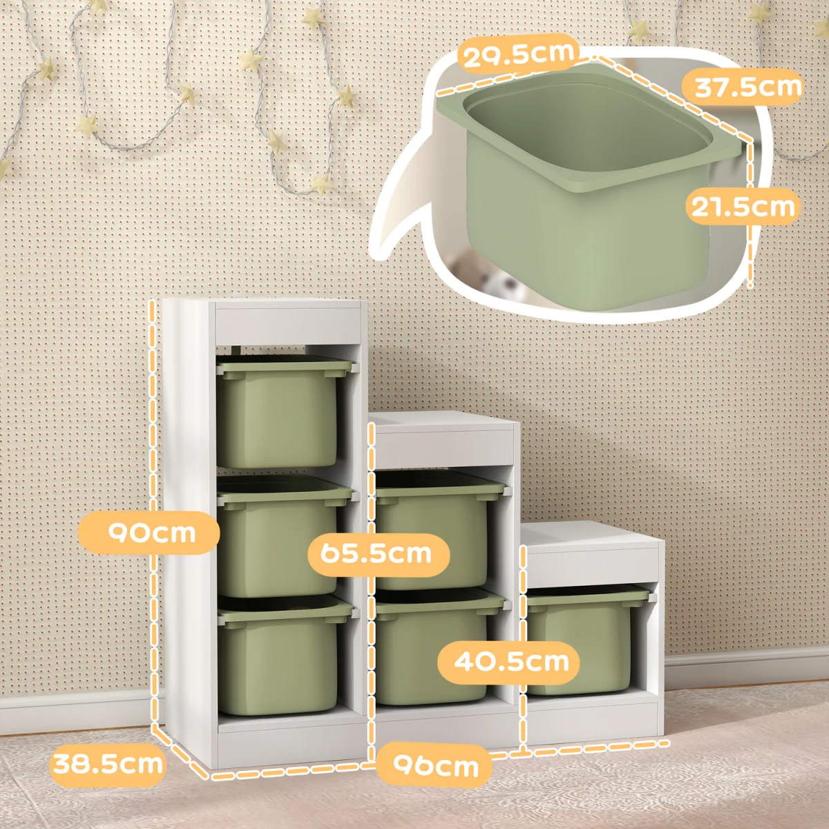AIYAPLAY Toy Storage Organiser with Removable Bins - Green – image 3