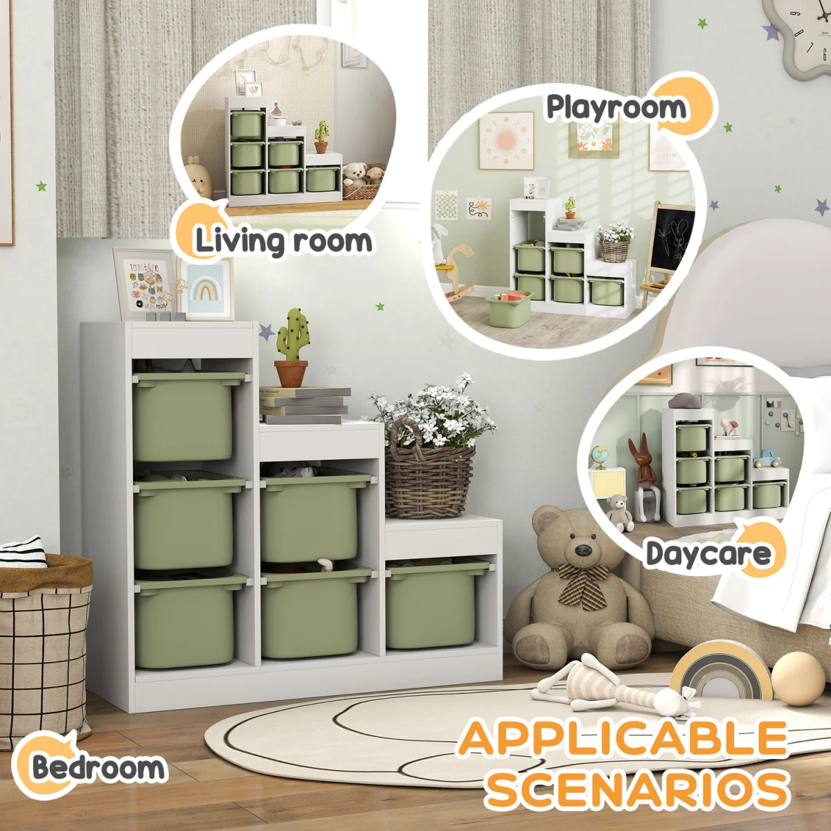 AIYAPLAY Toy Storage Organiser with Removable Bins - Green – image 5