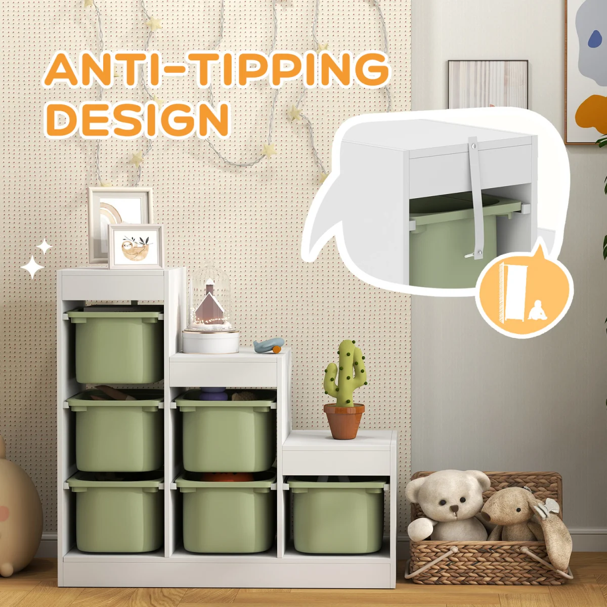 AIYAPLAY Toy Storage Organiser with Removable Bins - Green – image 6