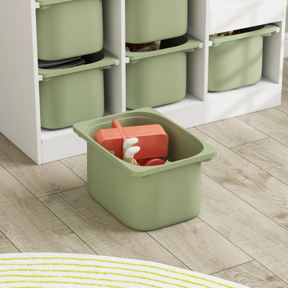 AIYAPLAY Toy Storage Organiser with Removable Bins - Green – image 7