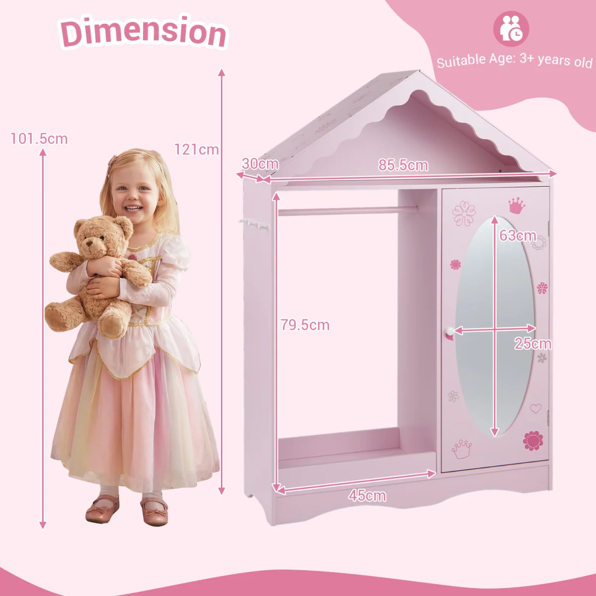 Kids Roofed Wardrobe Closet – image 2