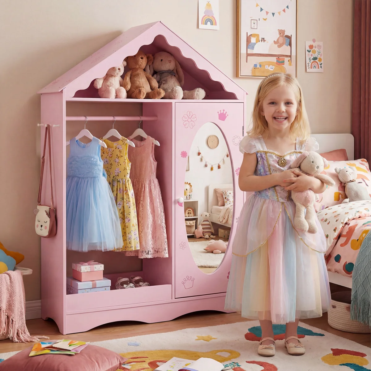 Kids Roofed Wardrobe Closet – image 3