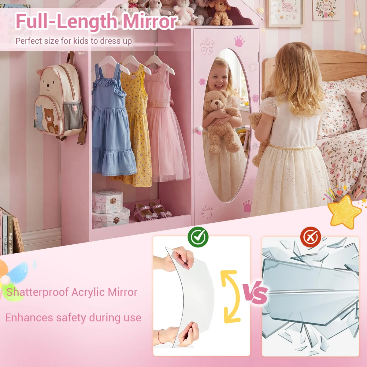 Kids Roofed Wardrobe Closet – image 6