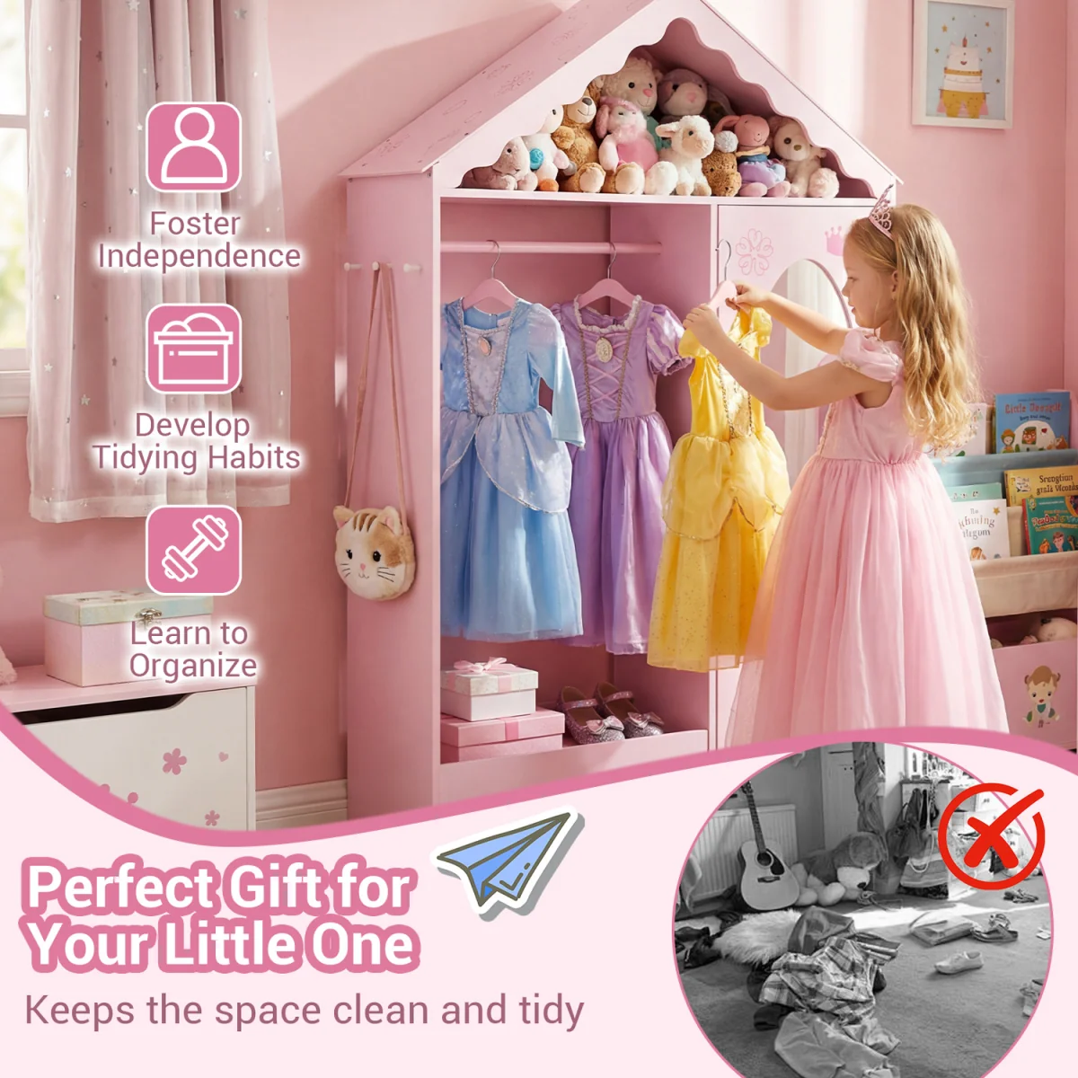 Kids Roofed Wardrobe Closet – image 8