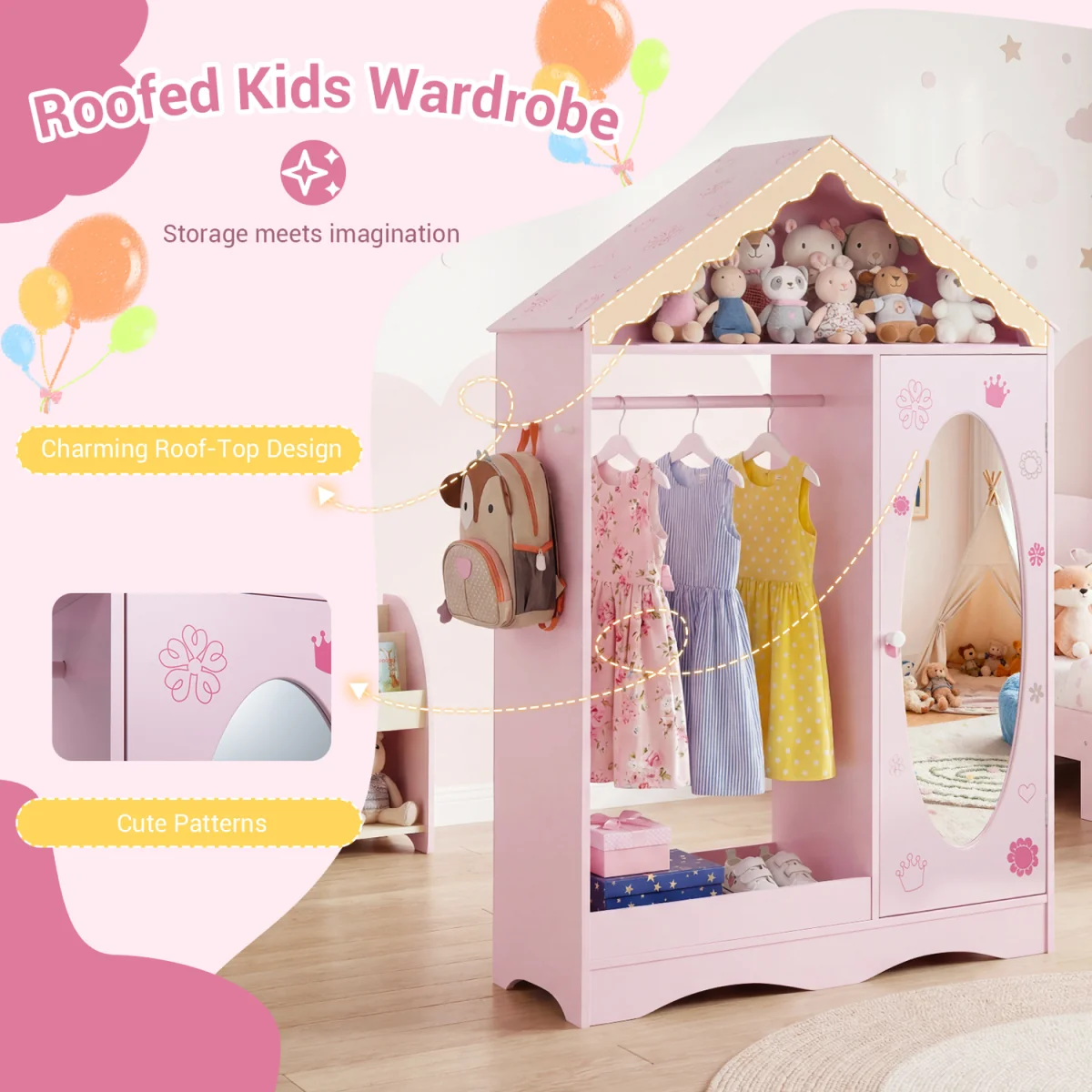 Kids Roofed Wardrobe Closet – image 10