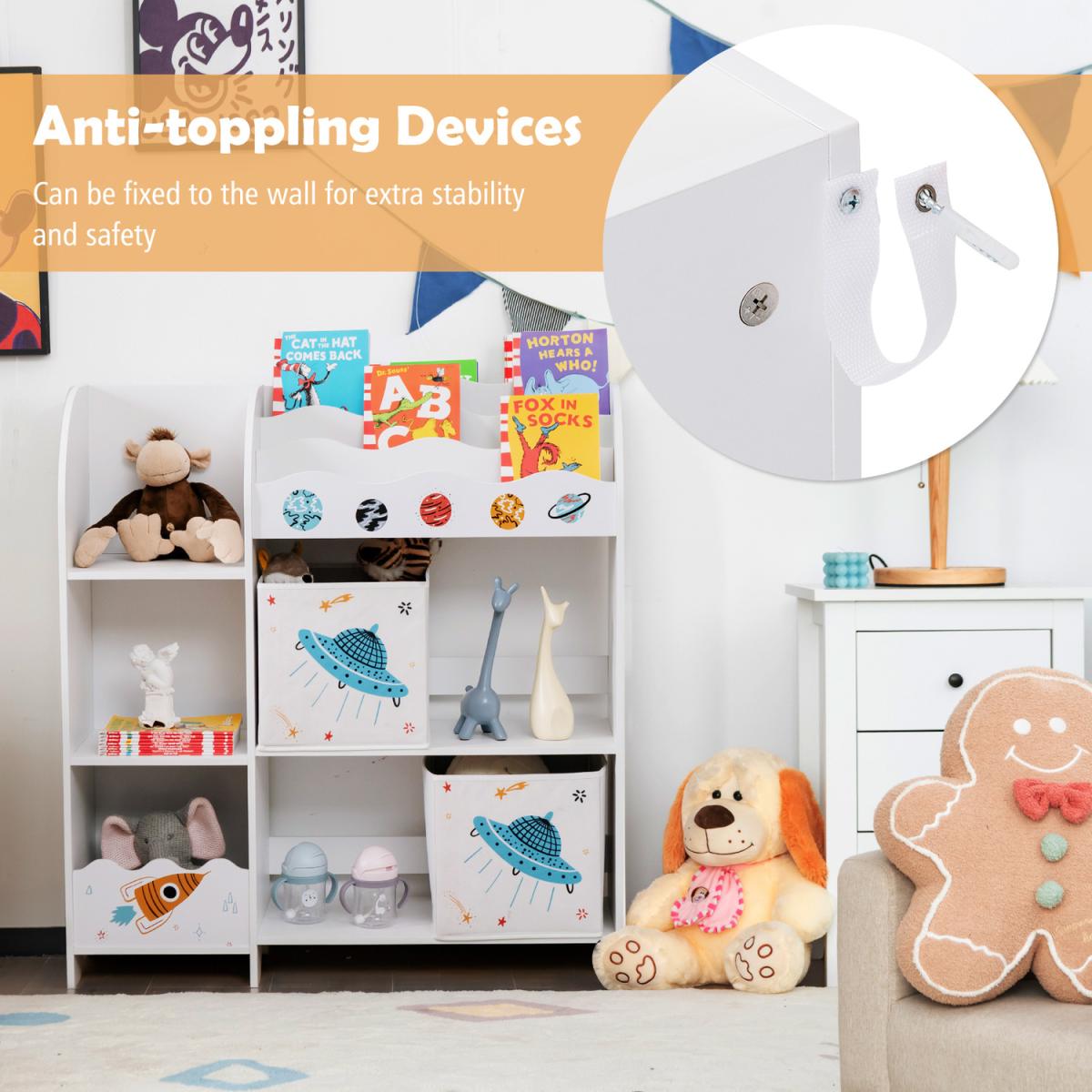 Costway Kids Toy and Book Organizer-White - White – image 2