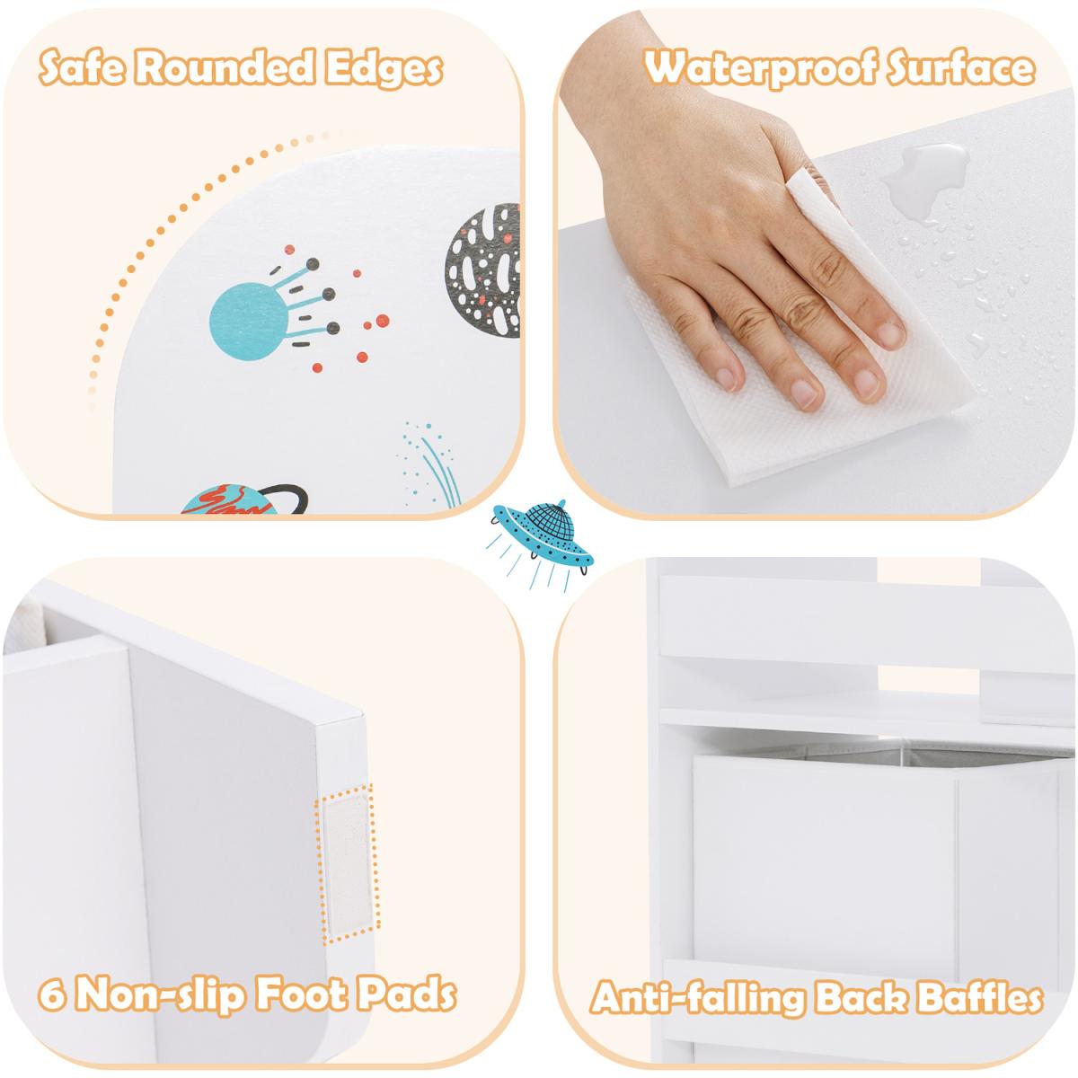 Costway Kids Toy and Book Organizer-White - White – image 5