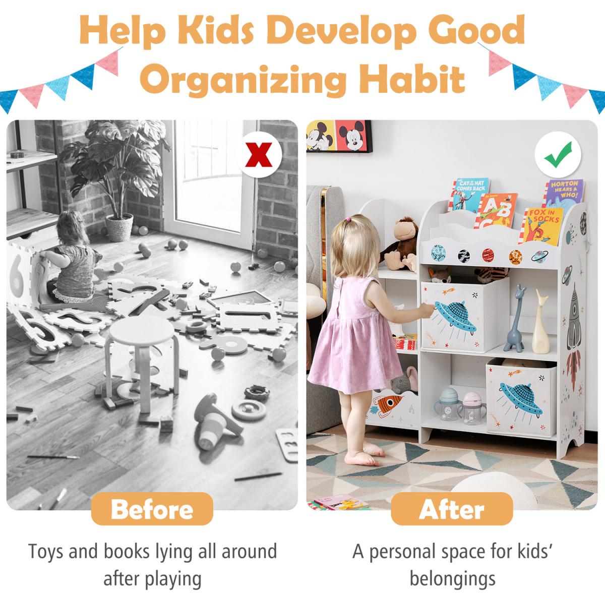 Costway Kids Toy and Book Organizer-White - White – image 6