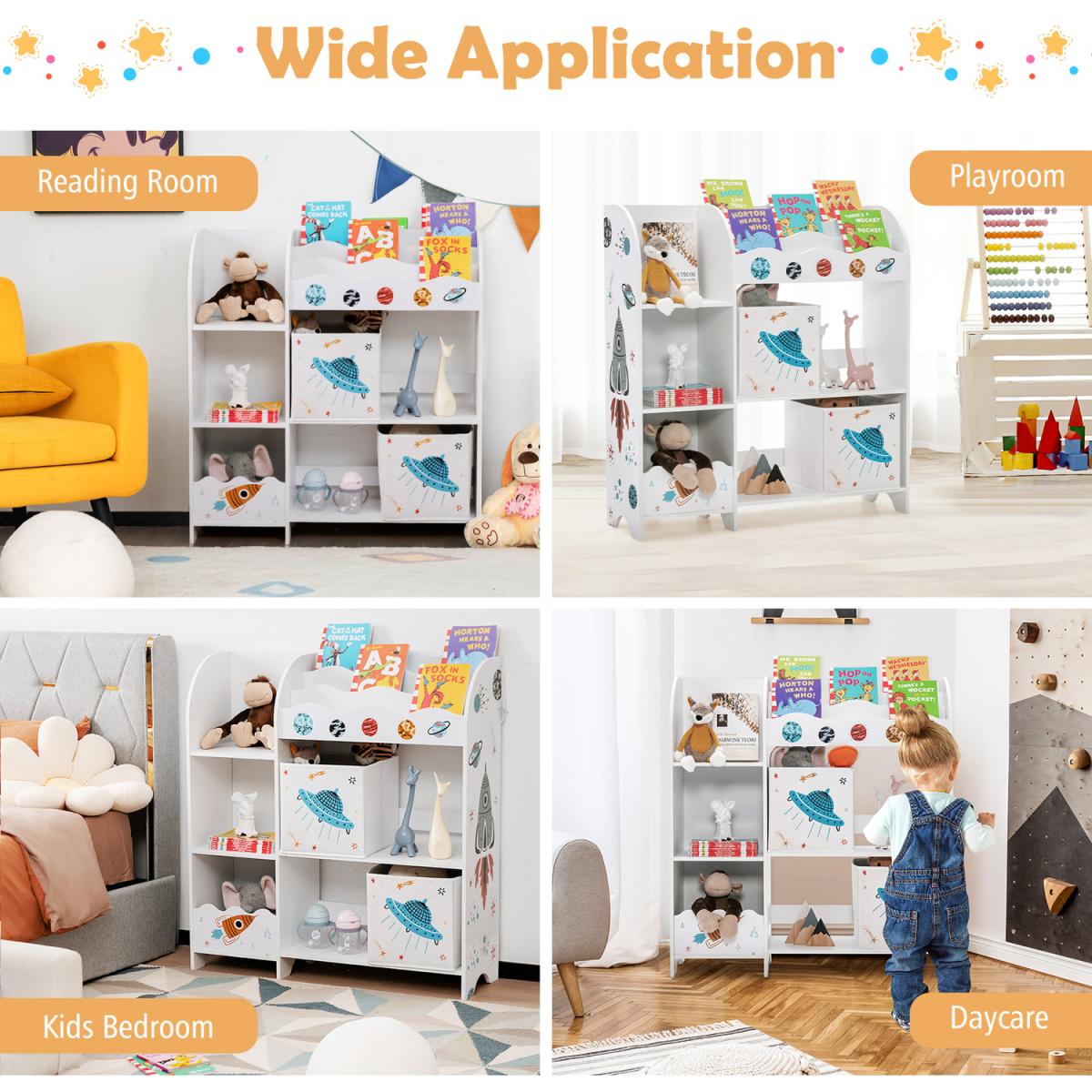 Costway Kids Toy and Book Organizer-White - White – image 8