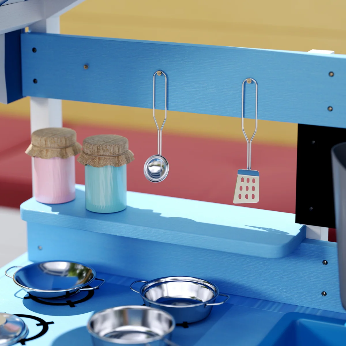 AIYAPLAY Kids Mud Kitchen Stoves Sink Faucet Storage Shelves Blue - Blue – image 2