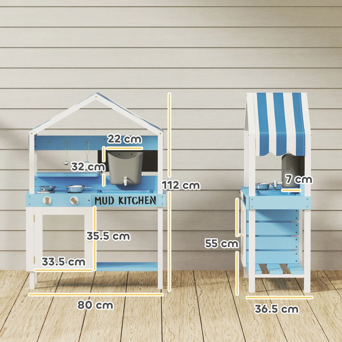 AIYAPLAY Kids Mud Kitchen Stoves Sink Faucet Storage Shelves Blue - Blue – image 5