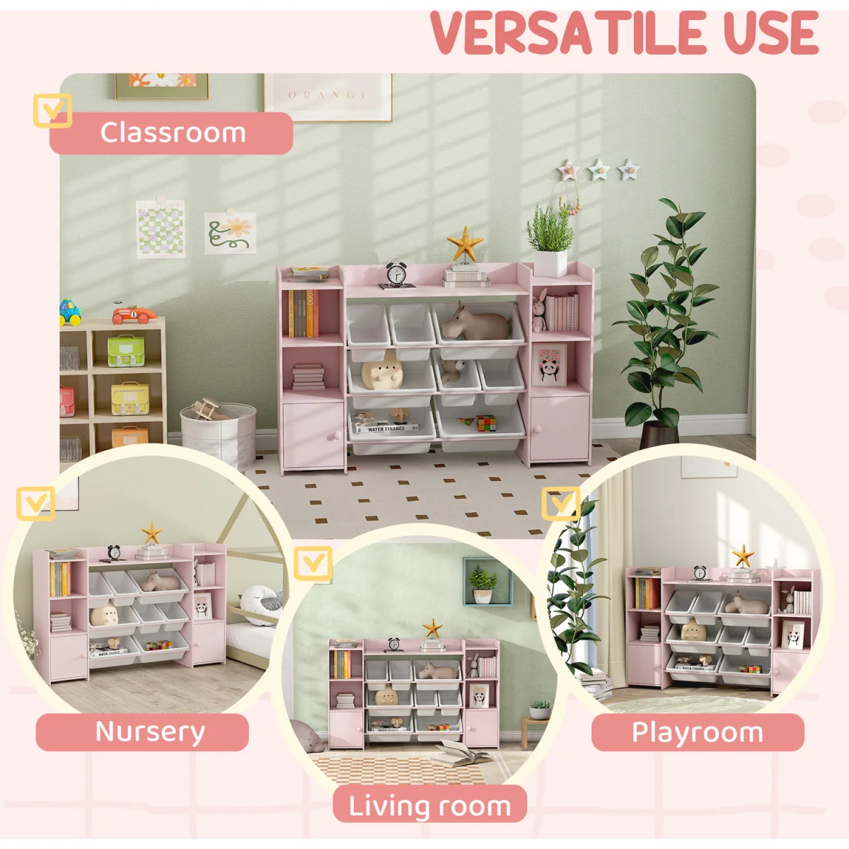 AIYAPLAY Kids Bookshelf and Toy Storage - Pink – image 5