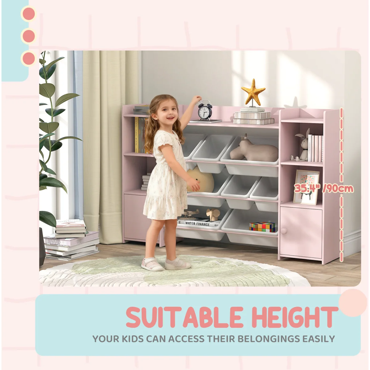 AIYAPLAY Kids Bookshelf and Toy Storage - Pink – image 6