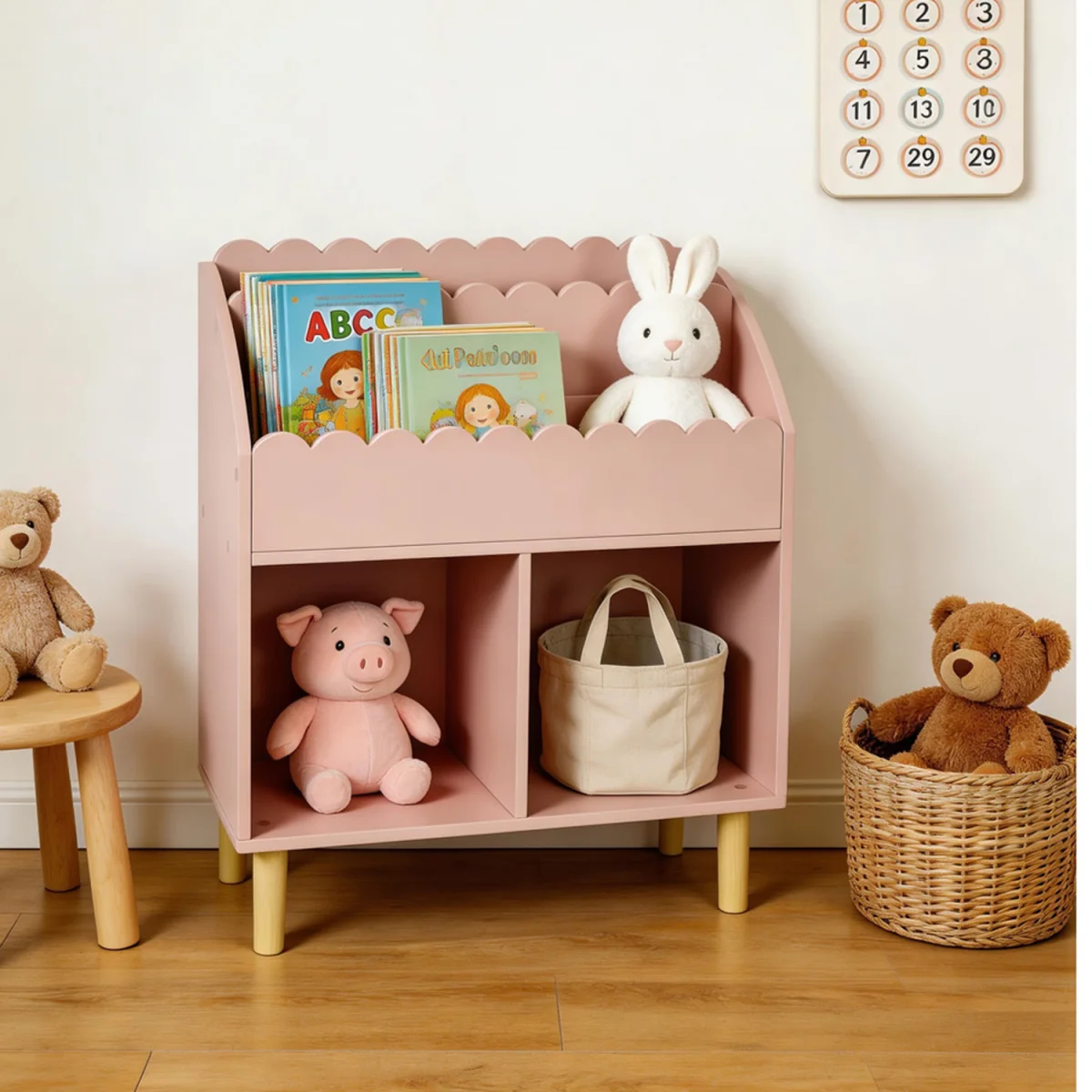 Kids Scallop Detailed Bookcase - Pink – image 2