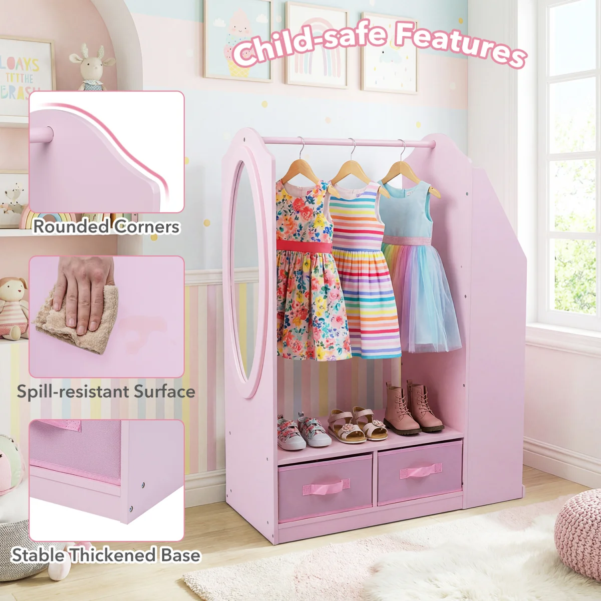 Kids Wardrobe with Mirror – image 11