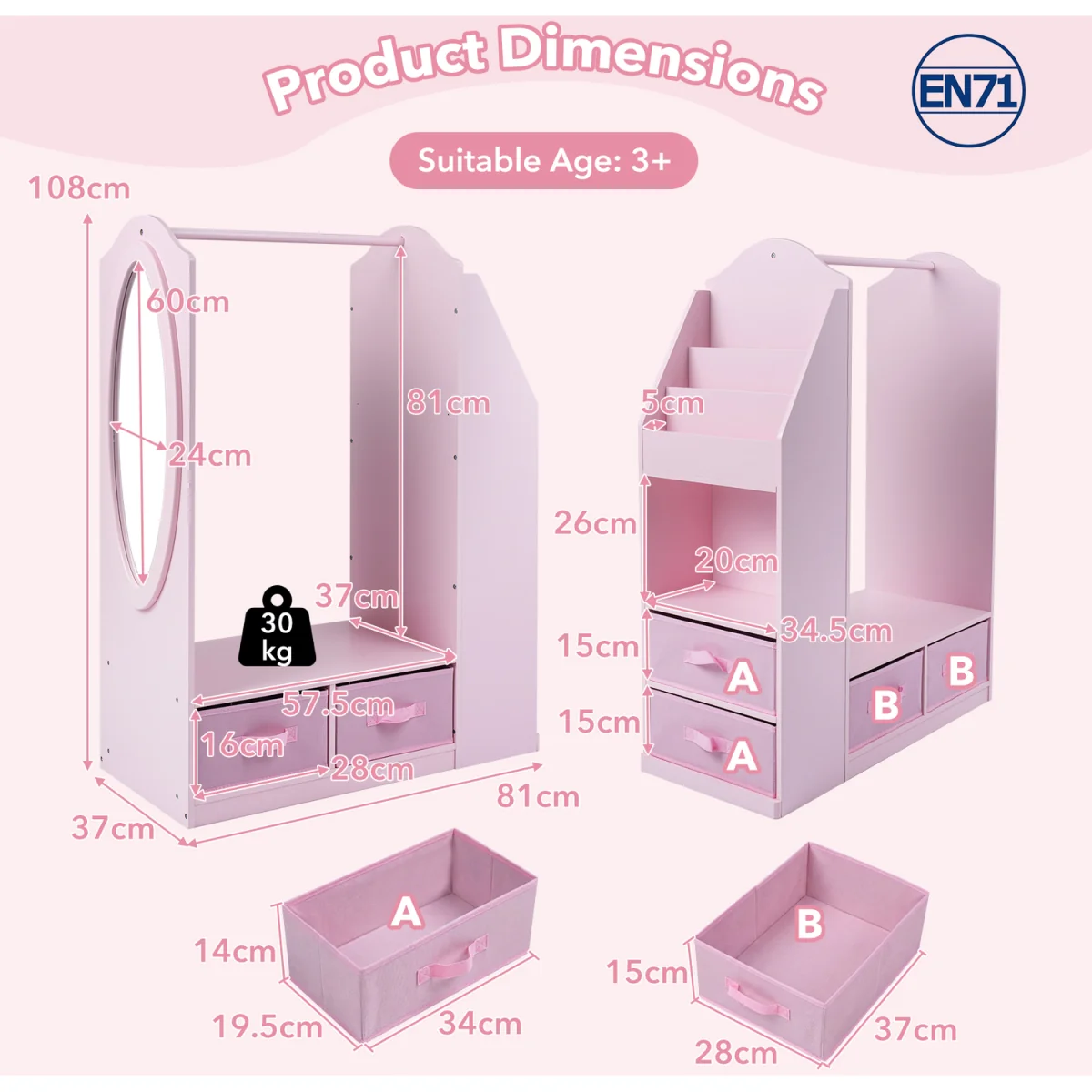 Kids Wardrobe with Mirror – image 3