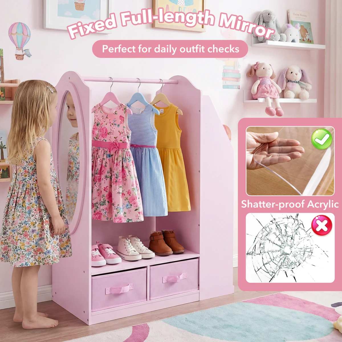 Kids Wardrobe with Mirror – image 6